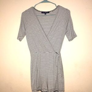 Black and white V neck romper